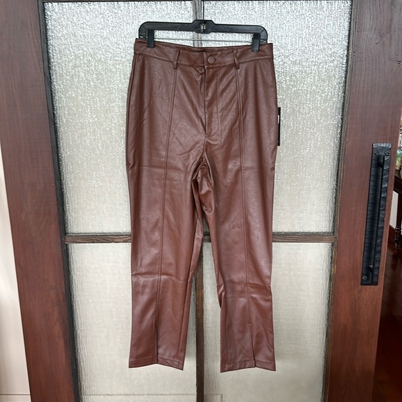 Wildfox Princess Seams Split Hem Faux Leather Pants size large NWT - Picture 2 of 7